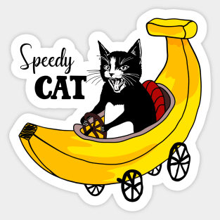 Speedy cat and banana Sticker